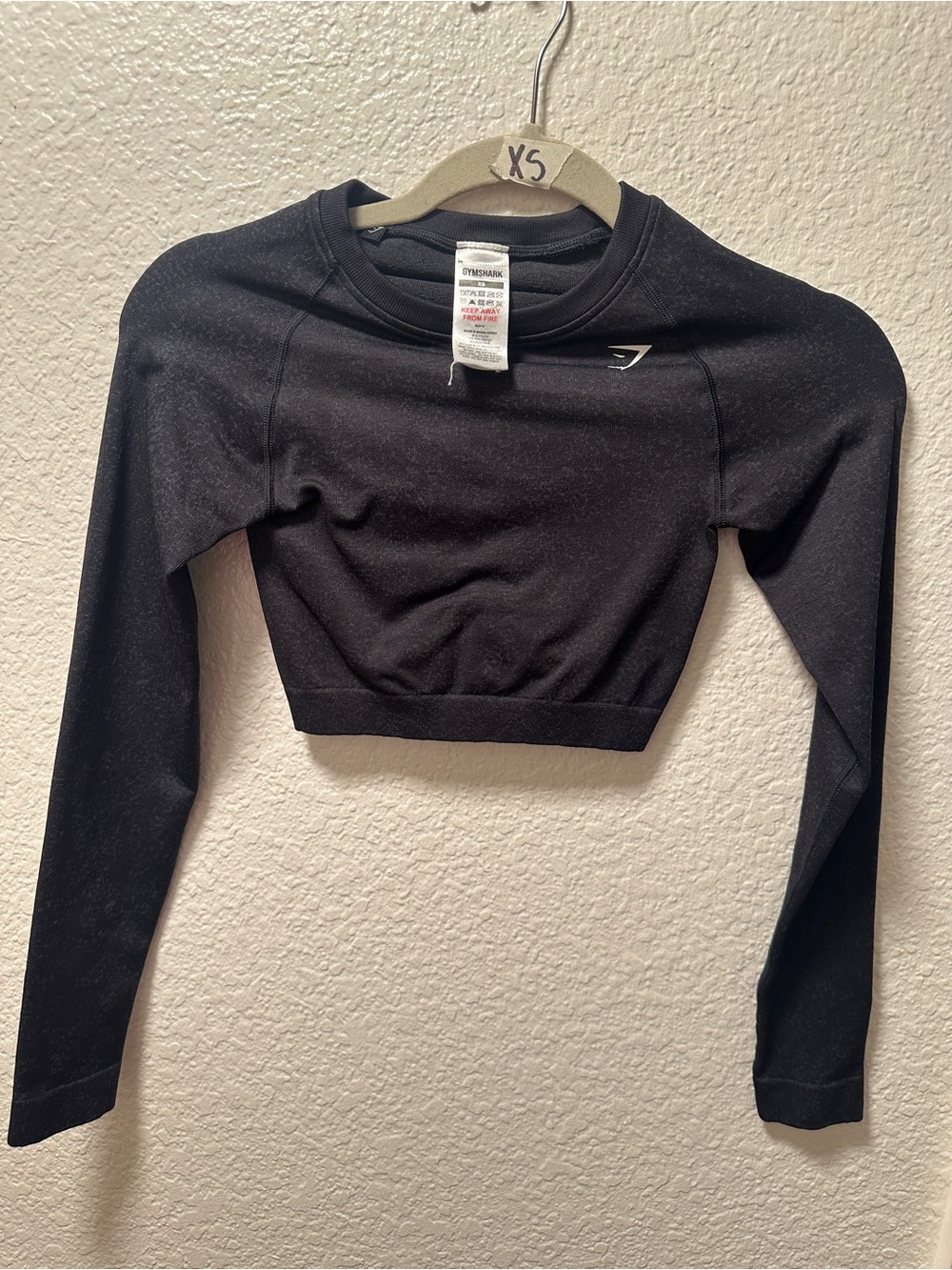 Gymshark Black Long Sleeve Cropped Athletic Top